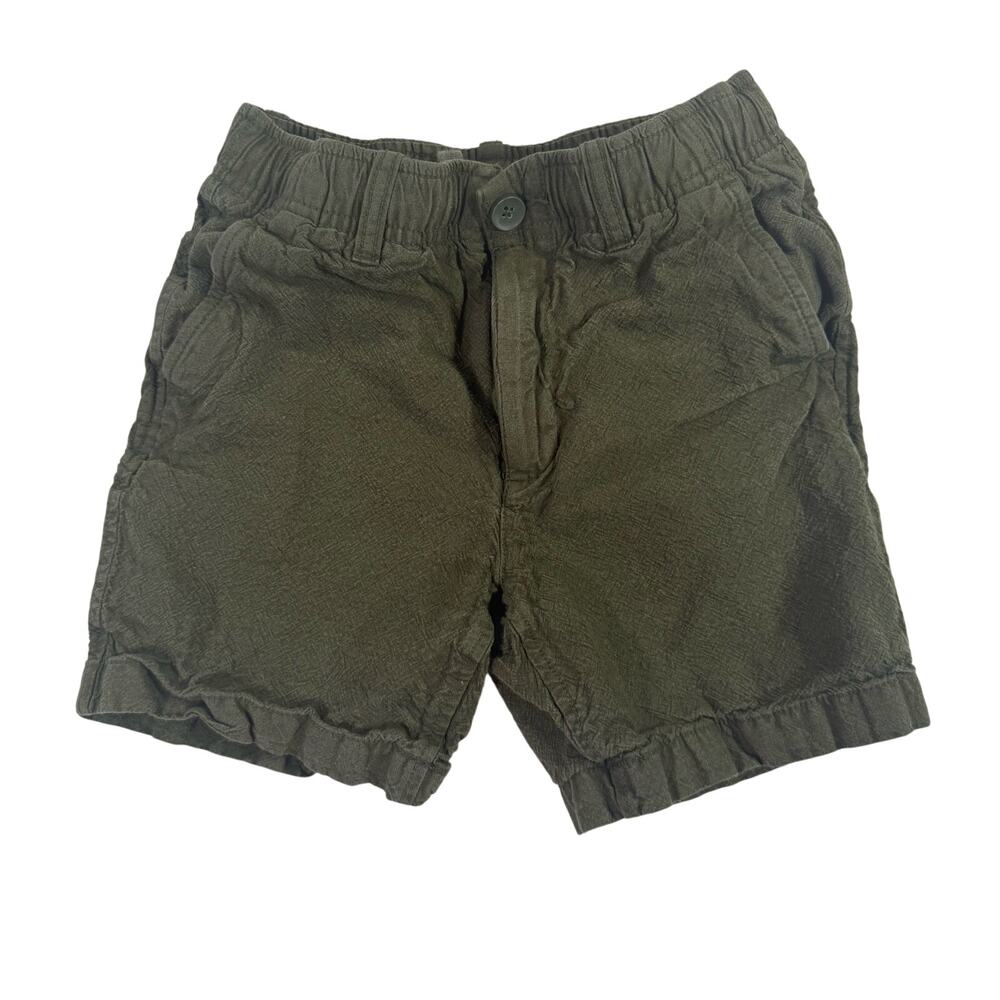 GAP Boys 8 Linen Shorts Olive Green Drawstring Pockets